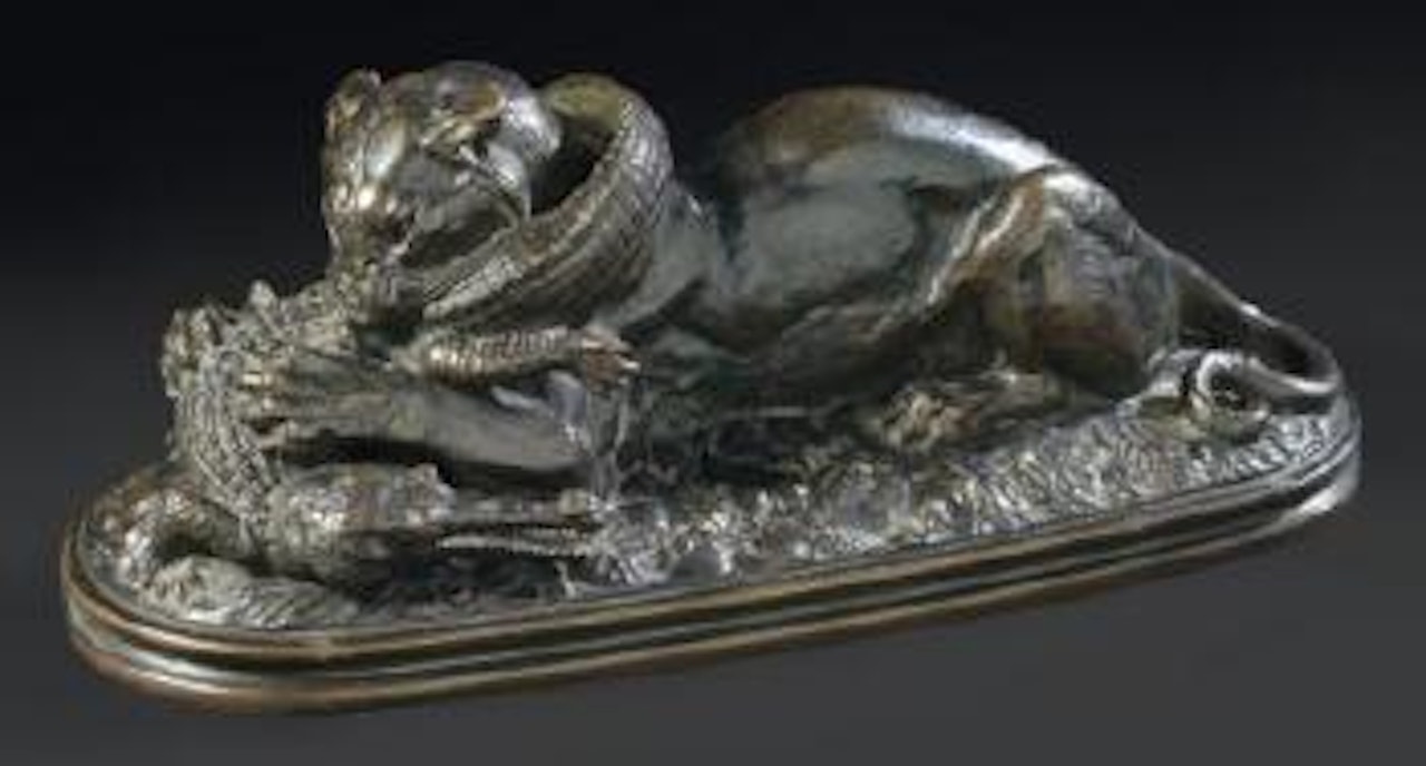 Tigre dévorant un gavial by Antoine-Louis Barye