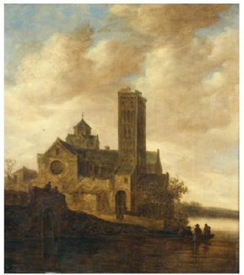 Paysage fluvial dominé par une église by Jan van Goyen
