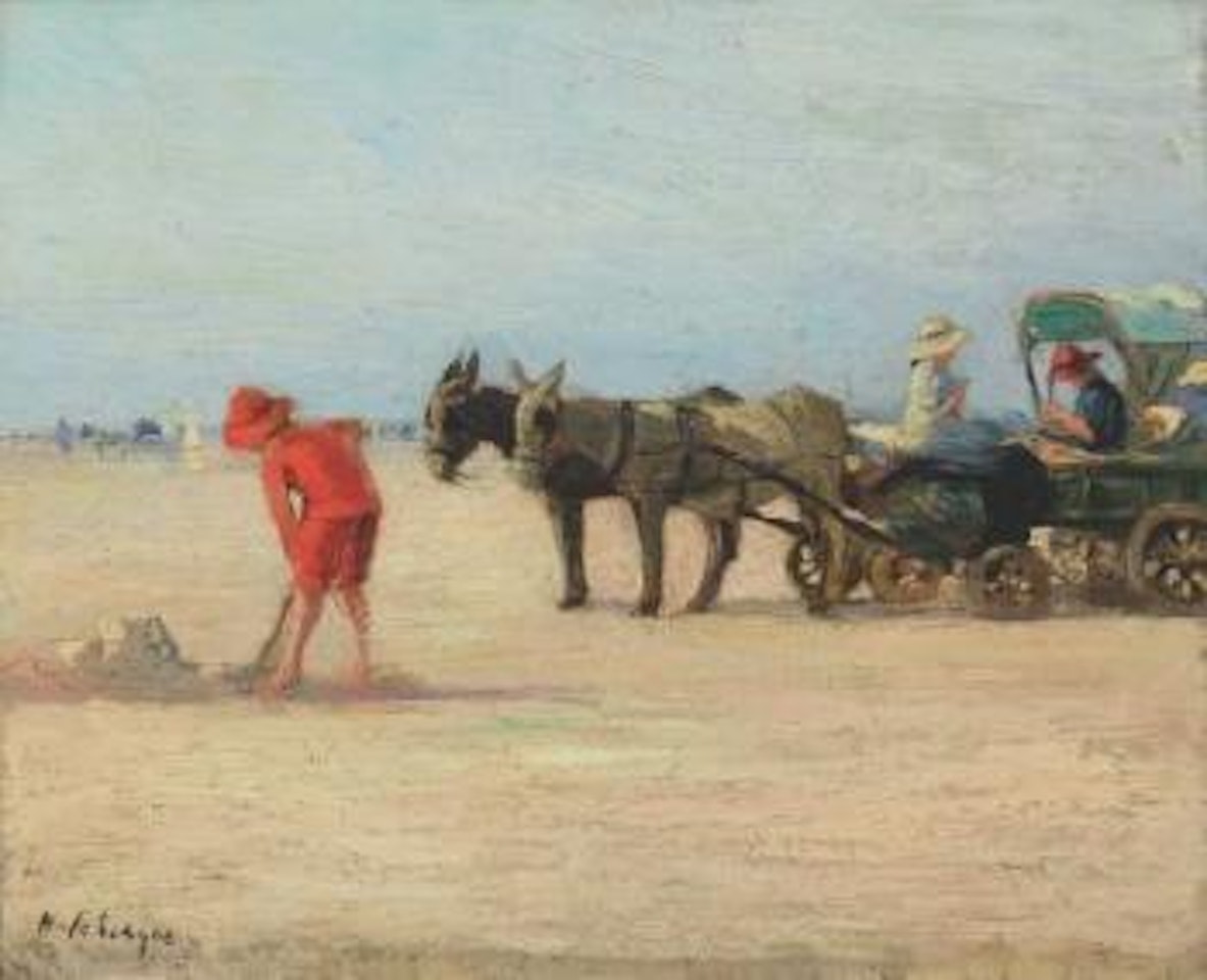 Scène de plage animée à Mont-de-Marsan, avec Pierre Lebasque by Henri Lebasque