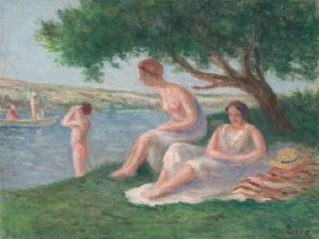 Rolleboise, baigneuses sous un arbre by Maximilien Luce