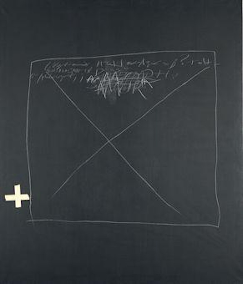 Negre Amb Creu De Paper by Antoni Tapies