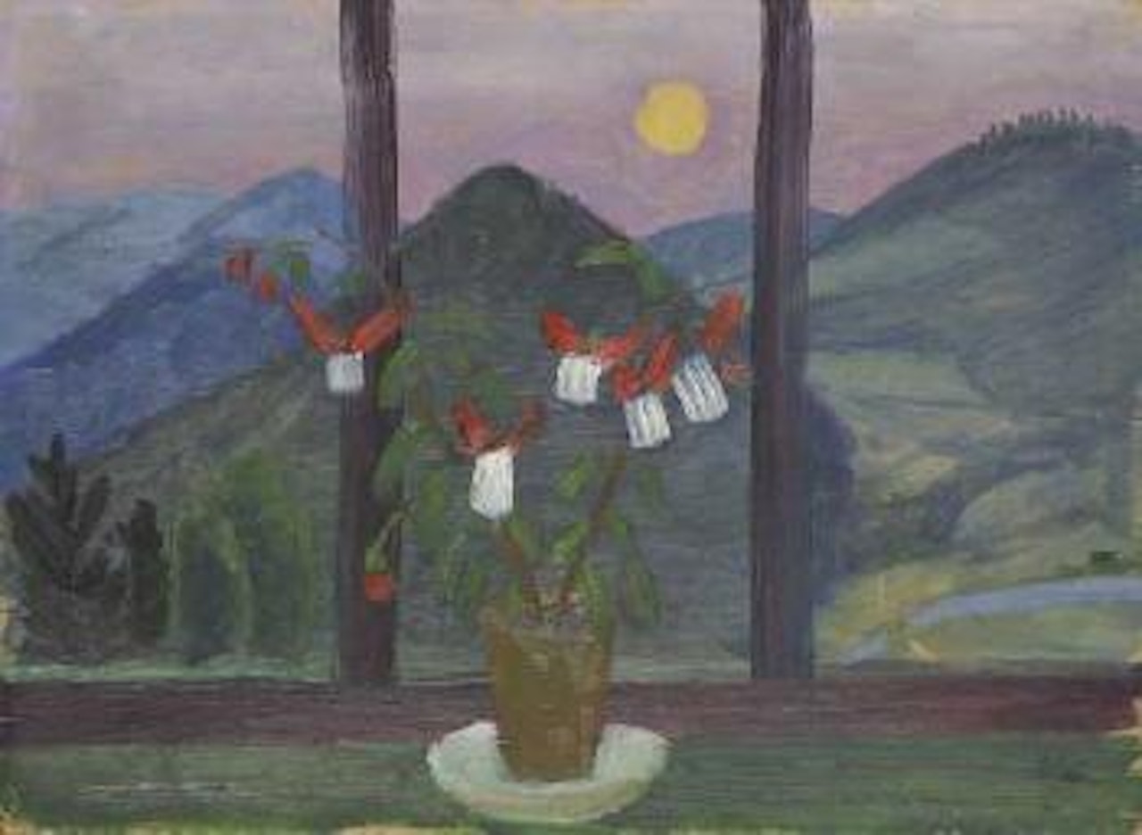 Studie zu Fuchsie vor Mondlandschaft by Gabriele Münter