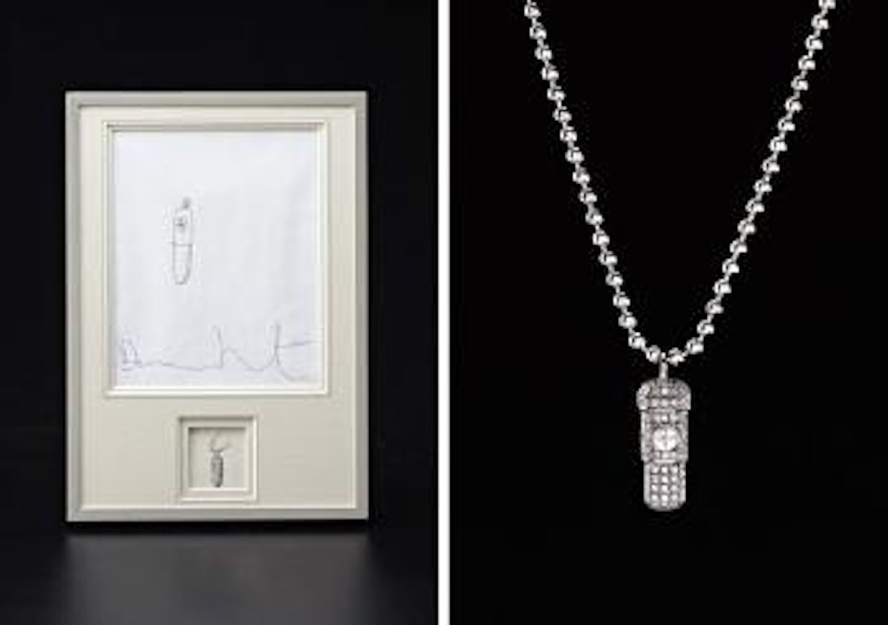 Two works: (i) Sketch for pendant; (ii) diamond pendant necklace by Damien Hirst