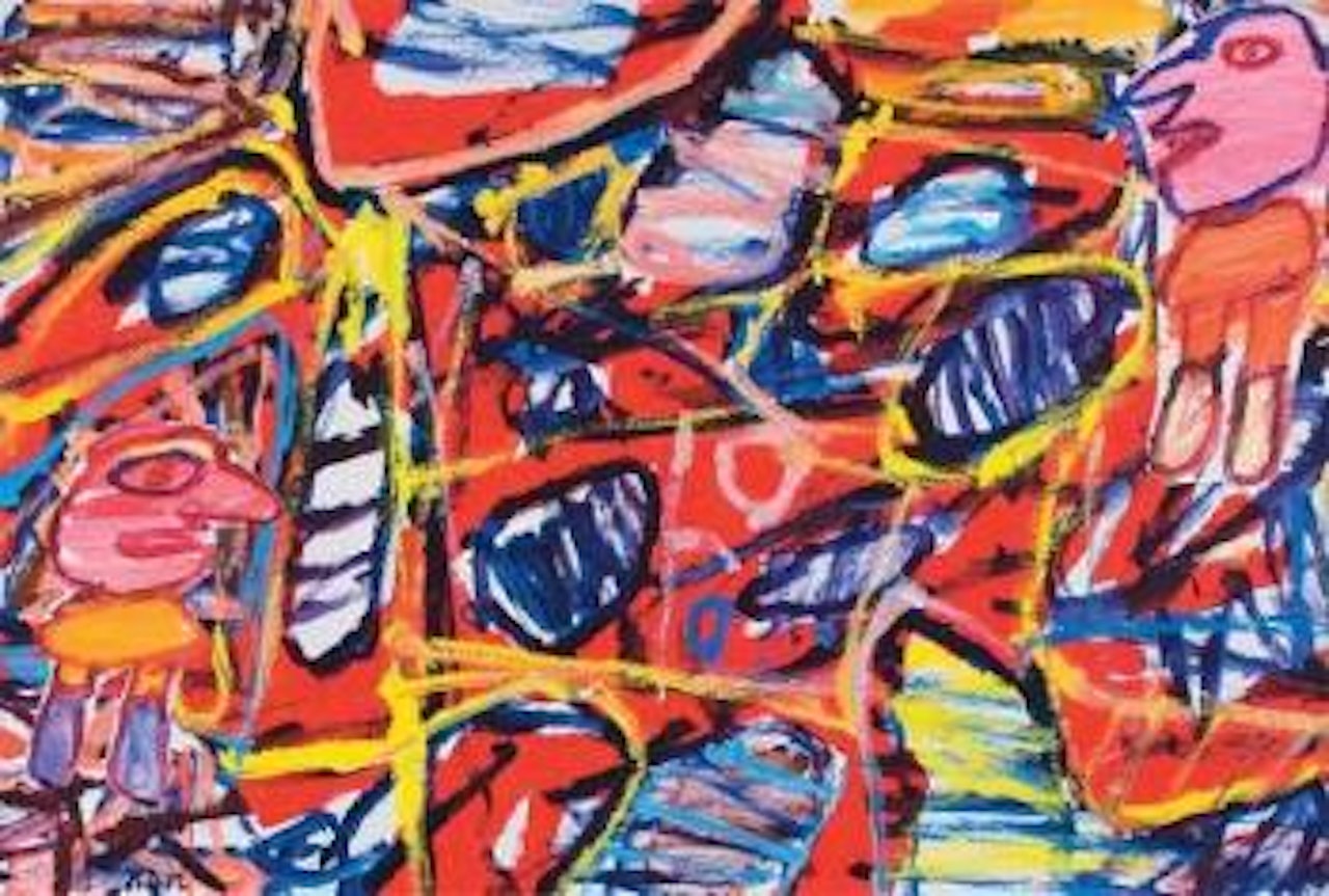 Site aleatoire avec deux personnages by Jean Dubuffet