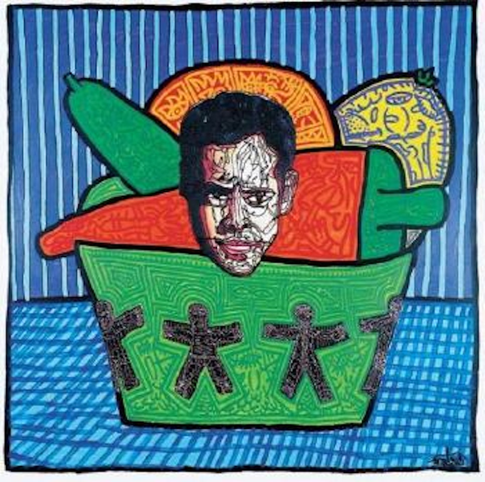 Le vase de fruits geant et la grosse tete peut-etre d'imbecile mais c'est past sur by Robert Combas