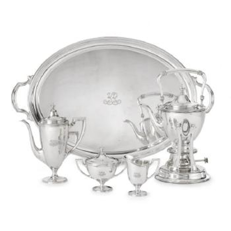 An American Silver Four-piece Demitasse Set And Matching Tray, Tiffany & Co., New York by Tiffany & Co.