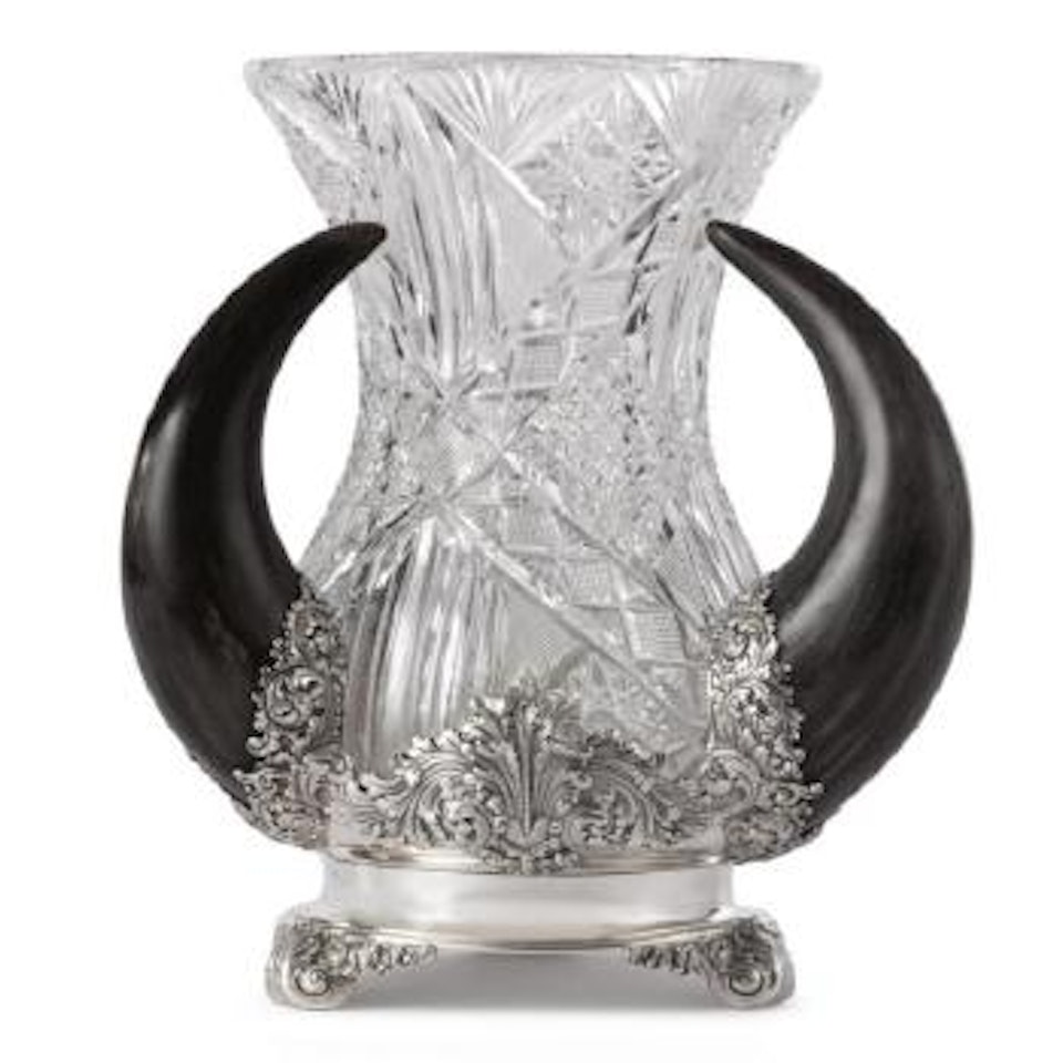 An American Silver And Buffalo Horn-mounted Cut-glass Vase, Tiffany & Co., New York by Tiffany & Co.