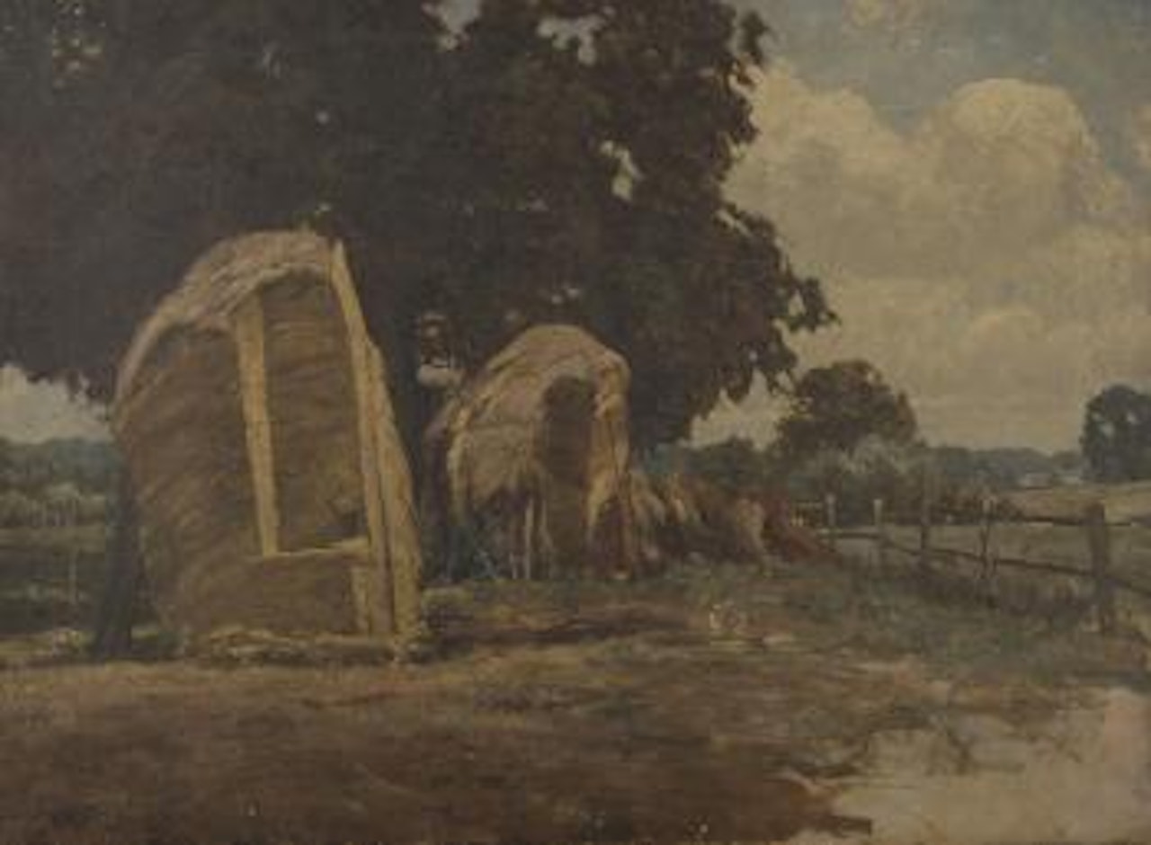 Haystooks in a landscape, Fittleworth by Edward Wilkins Waite