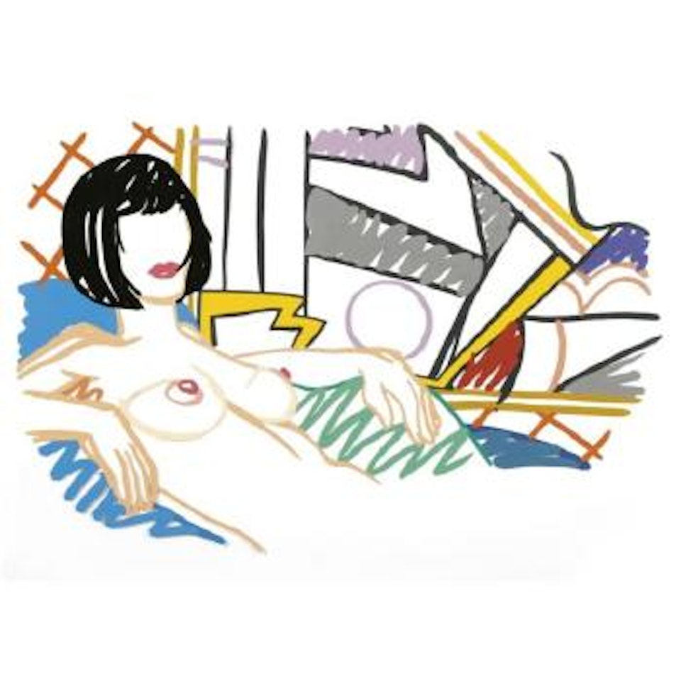 Monica Nude With Lichtenstein (Diamond Wallpaper) by Tom Wesselmann