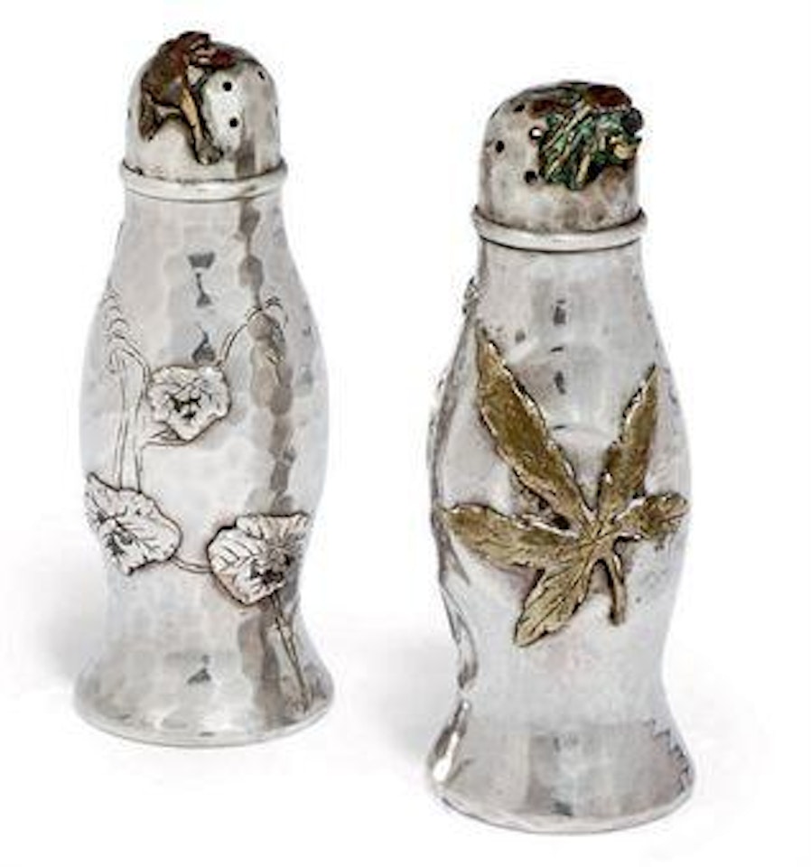 A Pair Of American Silver & Mixed Metal Peppers In The Japanese Style by Tiffany & Co.