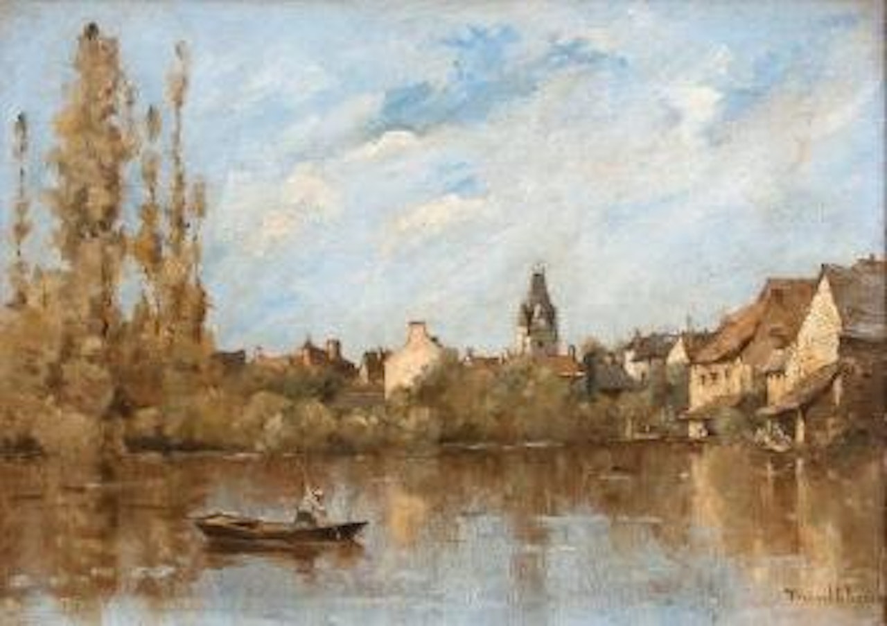 Le village en bord de rivière by Paul Désiré Trouillebert