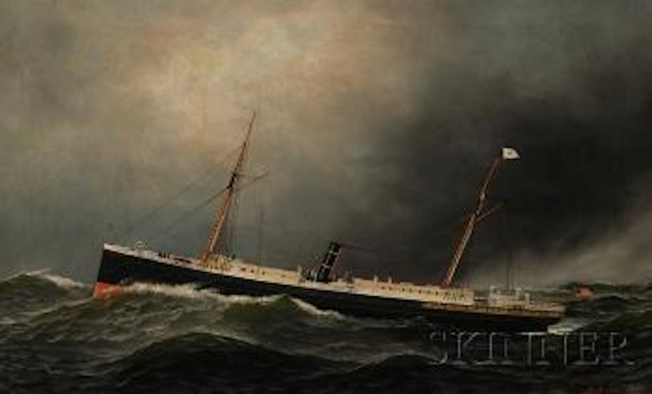 Portrait of the American screw steamer Saratoga by Antonio Jacobsen