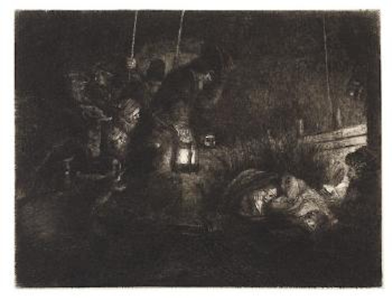 Anbetung der Hirten bei Laternenschein by Attributed to Rembrandt Harmensz van Rijn