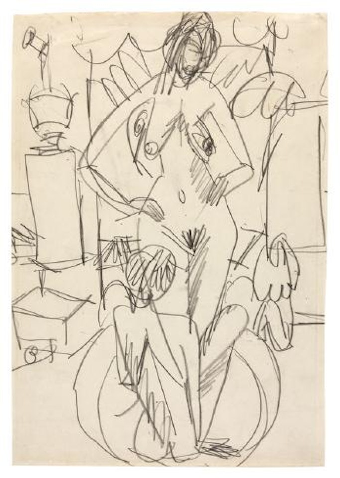 Zwei Badende im Atelier by Ernst Ludwig Kirchner