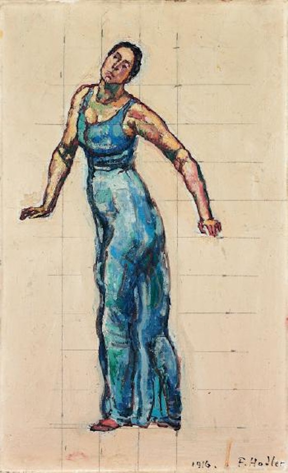 Studie zu 'Blick in die Unendlichkeit' zur zweiten Figur von links by Ferdinand Hodler