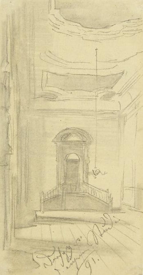 3 Blatter: Architekturstudien by Adolph Menzel