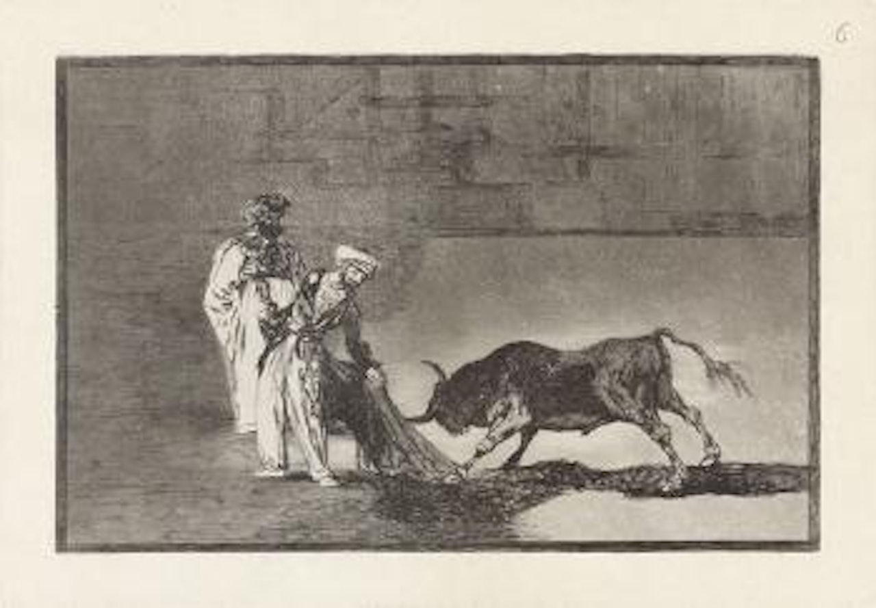 Los moros hacen otro capeo en plaza con su albornoz [Harr. 209/III/1 (v. 7).] by Francisco José de Goya