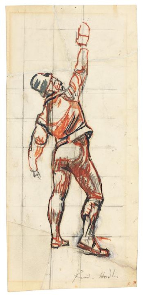 Schwörender nach rechts, mit erhobener rechter Hand by Ferdinand Hodler