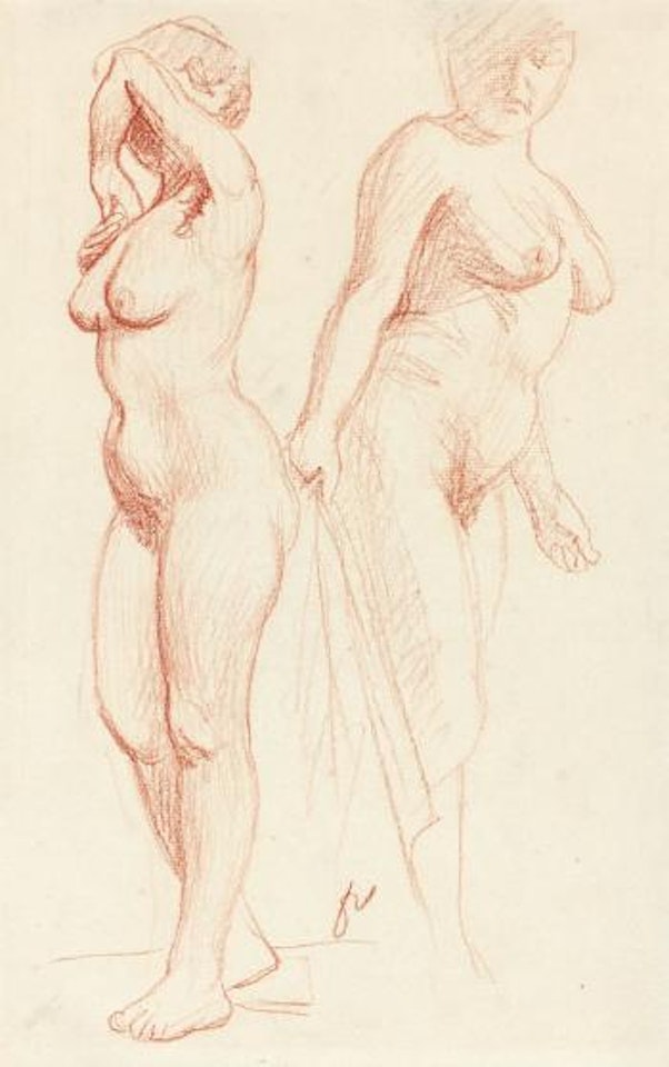 Deux nus debout. Studienblatt mit zwei Akten in ganzer Figur by Félix Vallotton