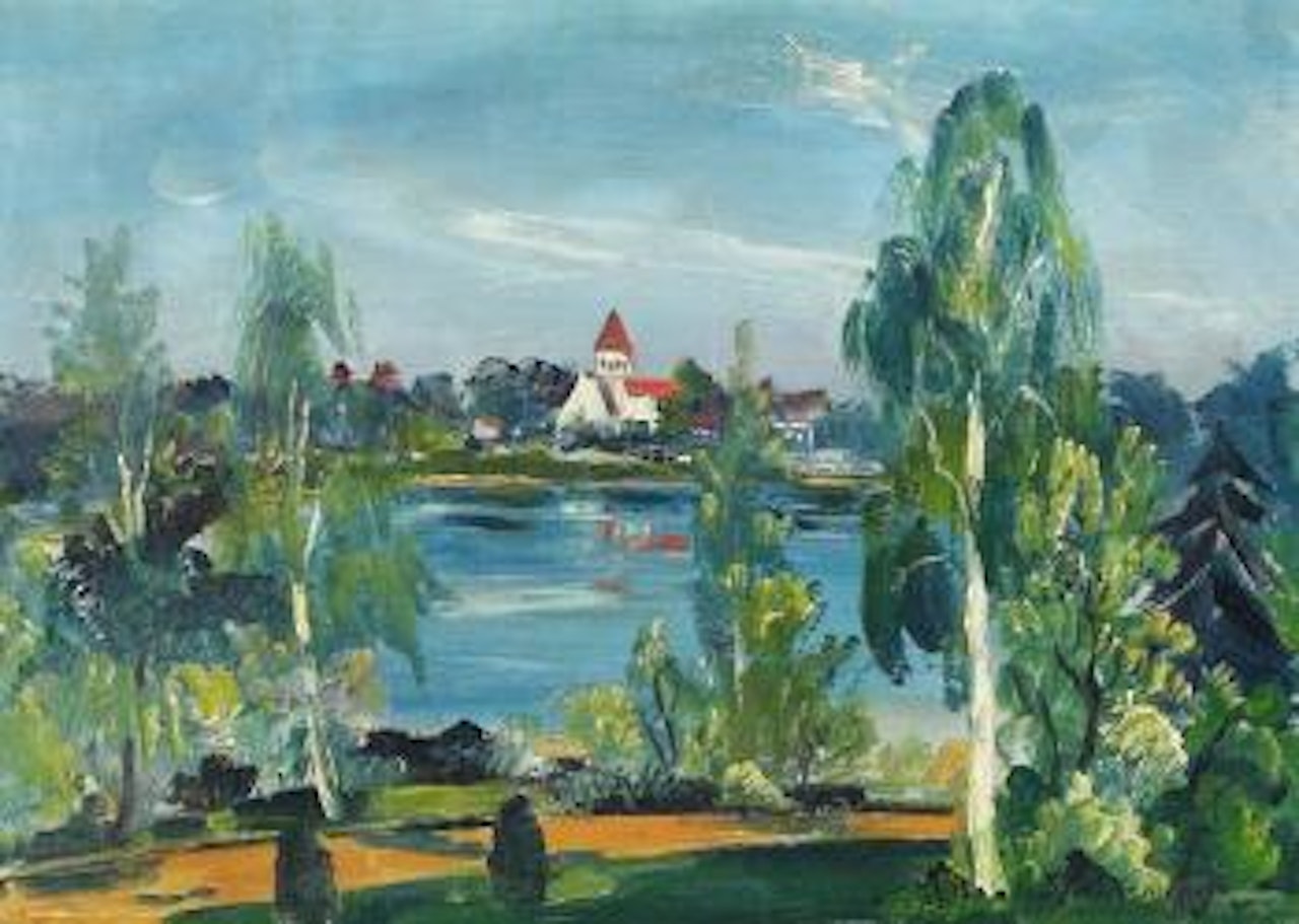 Landschaft mit See by Franz Heckendorf