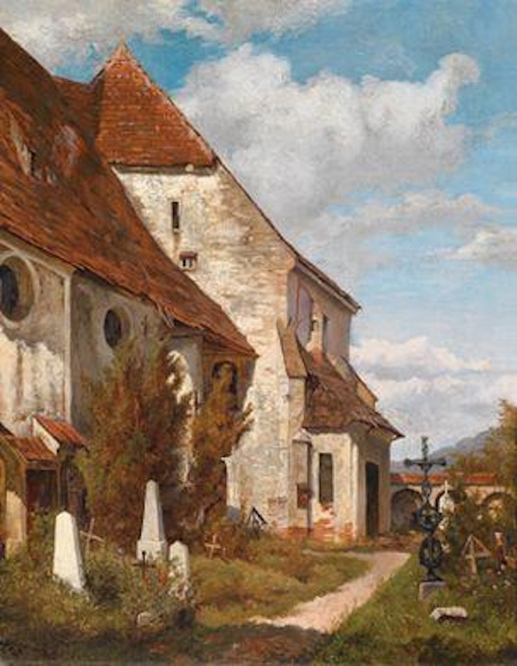 Behind the village church by Theodor von Hörmann