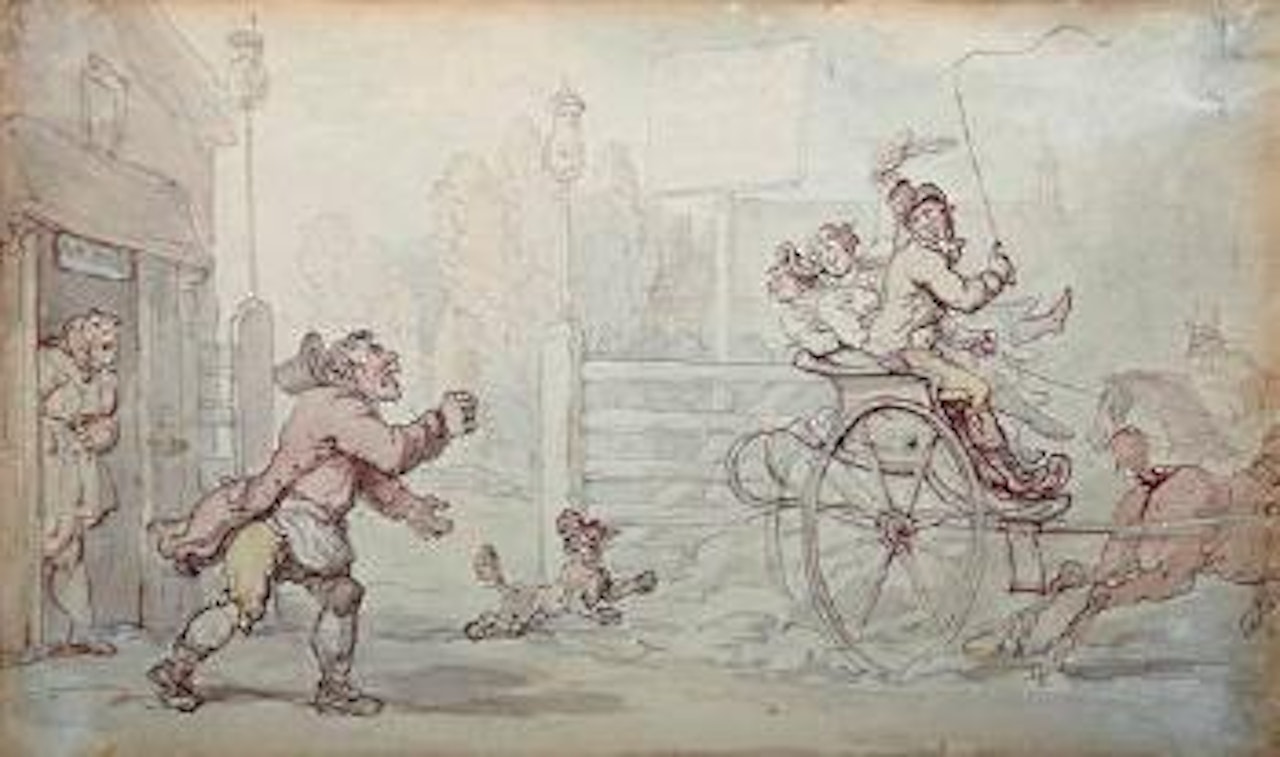 Cheating the toll gate keeper by Thomas Rowlandson