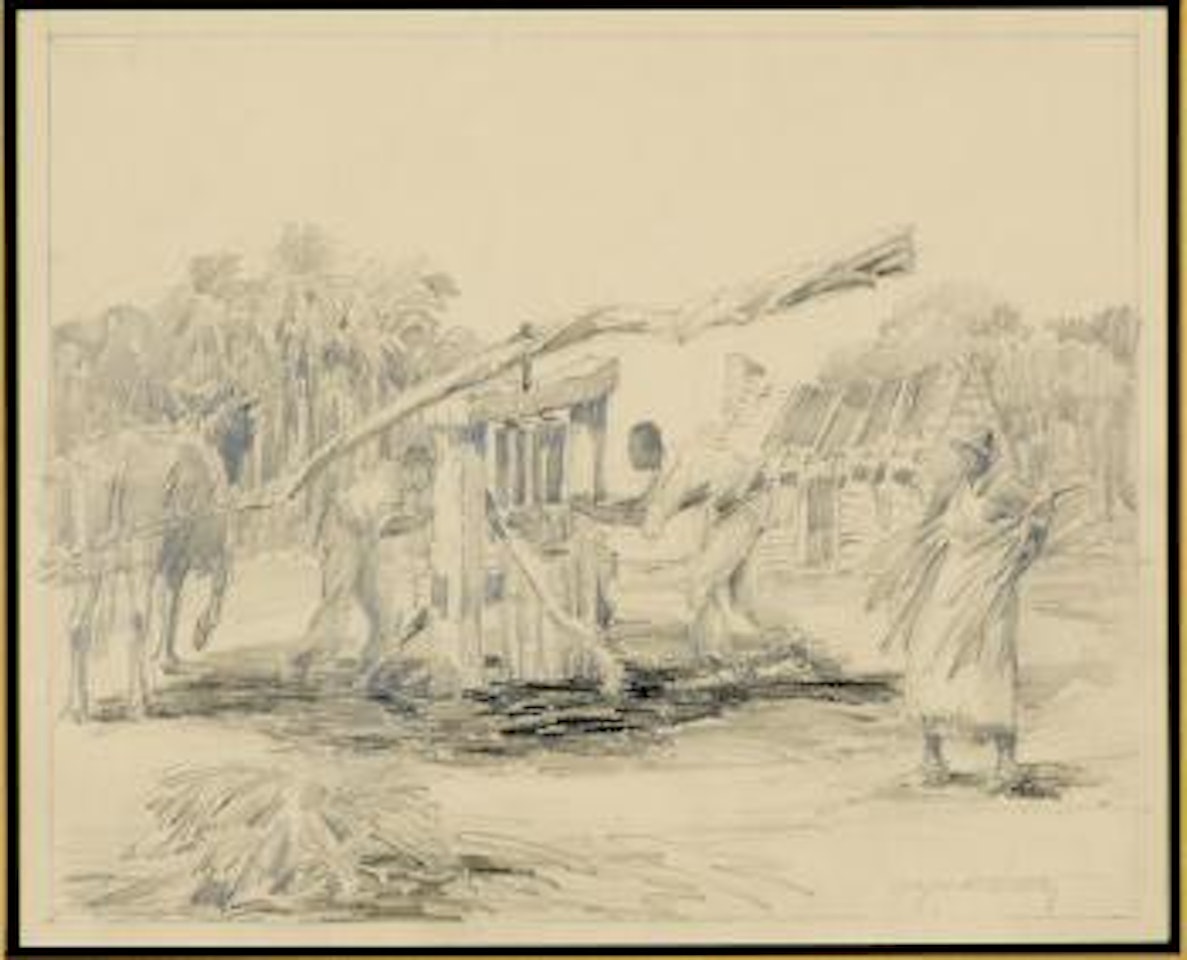 Grinding sugar cane by Alfred Hutty