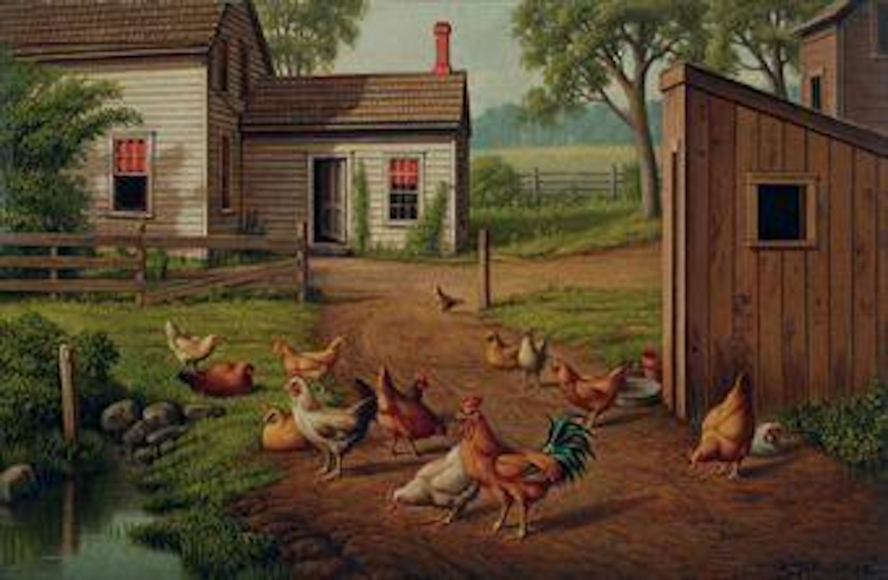 Farmyard Scene by Levi Wells Prentice