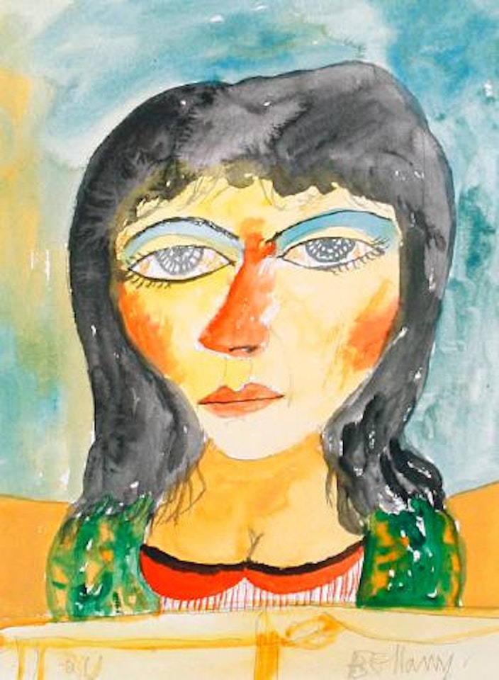 Head, woman with black hair by John Bellany