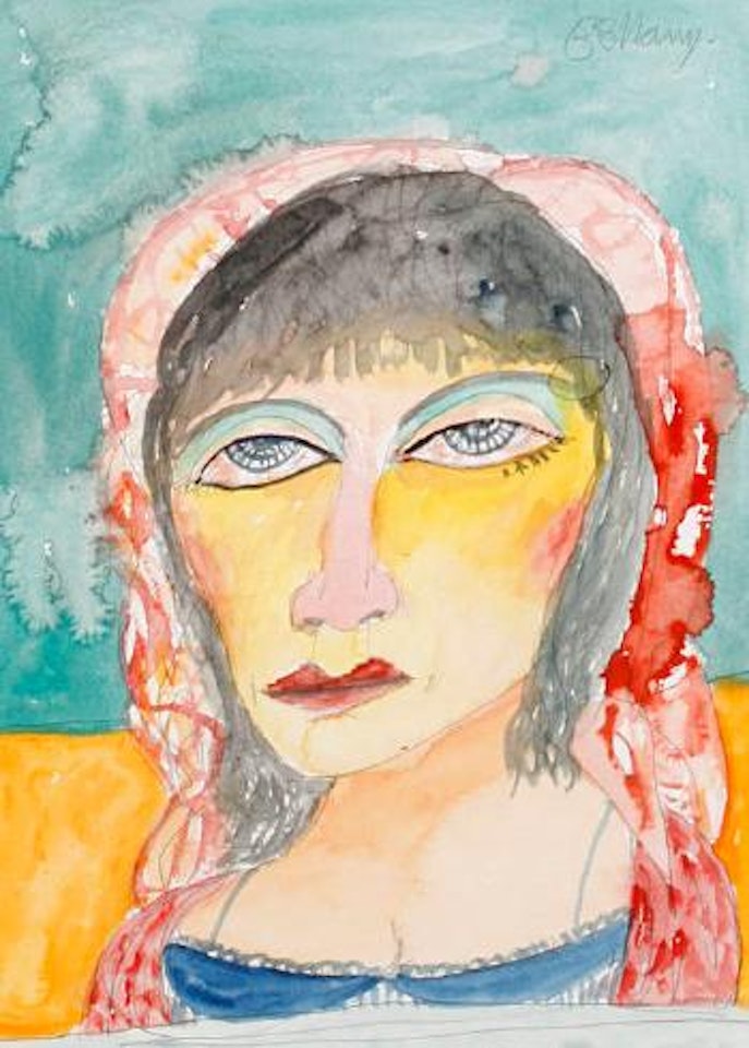 Head with green background by John Bellany