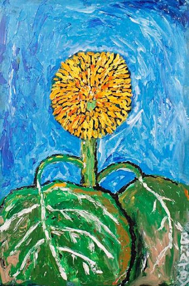Single sunflower by John Bratby