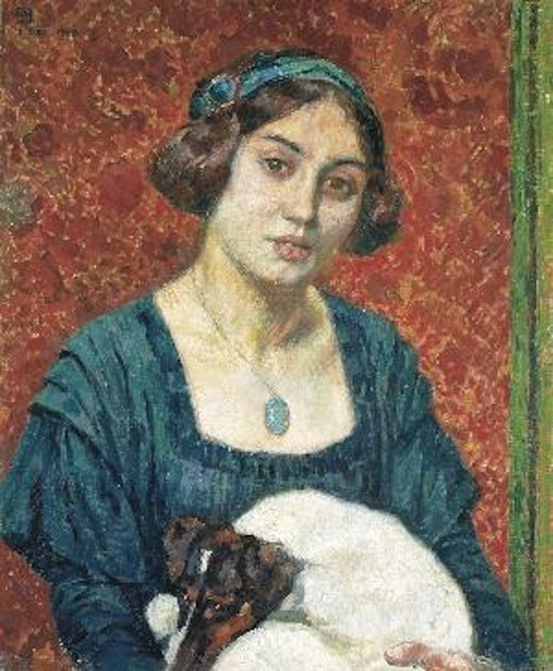 Elisabeth Van Rysselberghe met Fox-Terrier by Theo van Rysselberghe