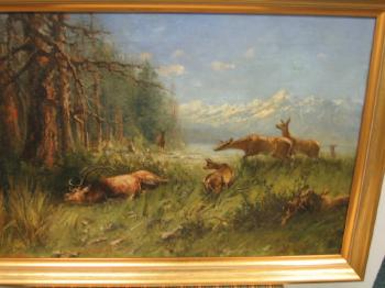 Wounded elk in mountain landscape by John Fery