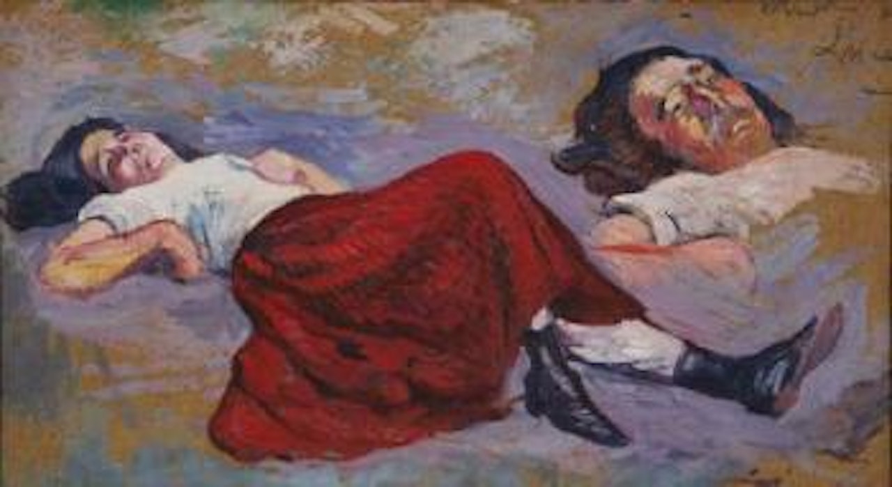 Jeune femme allongee by Maximilien Luce