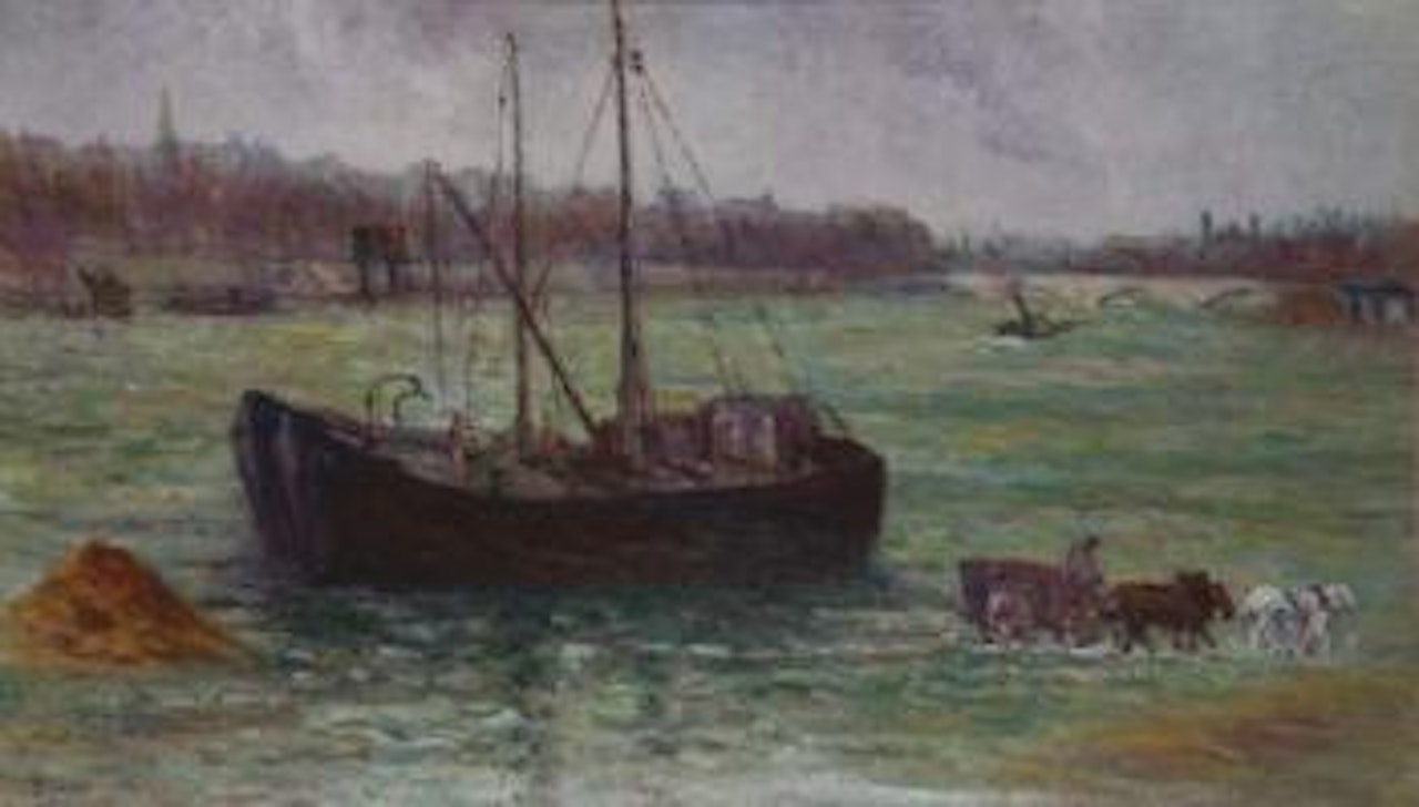 Péniche sur la Seine, Paris by Maximilien Luce