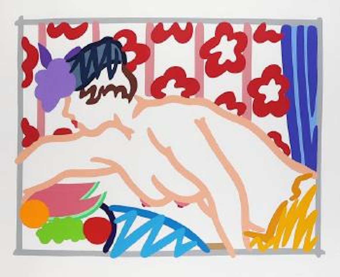Judy reaching over table by Tom Wesselmann