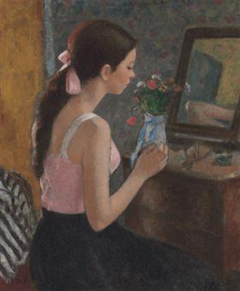 Marie-Lize aux cheveux longs devant le miroir by François Gall