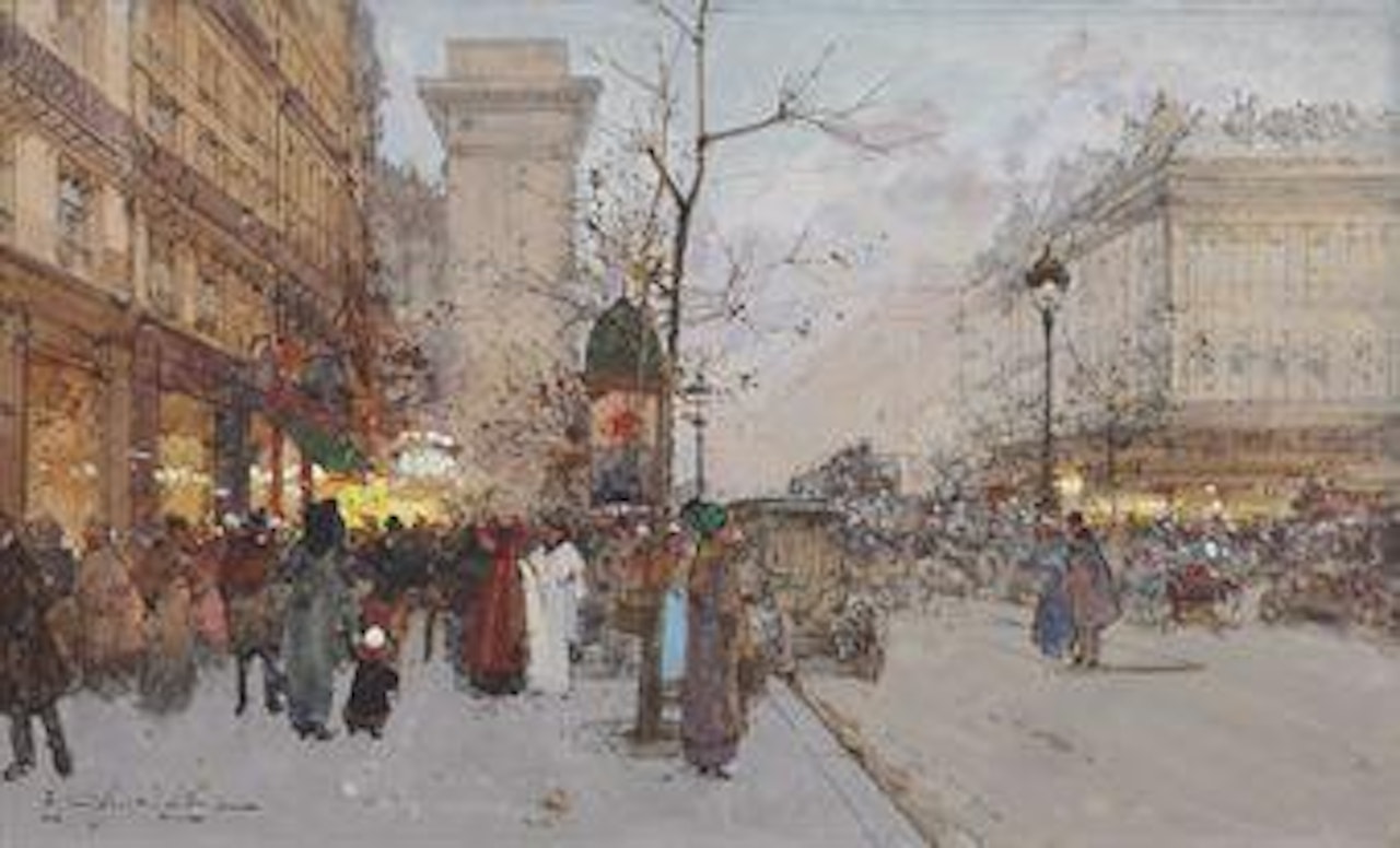 La Porte Saint-Denis, Paris by Eugene Galien-Laloue