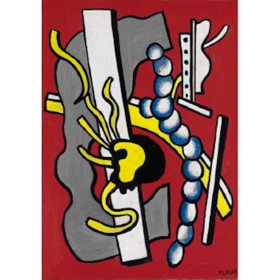 Contrastes Sur Fond Rouge by Fernand Leger