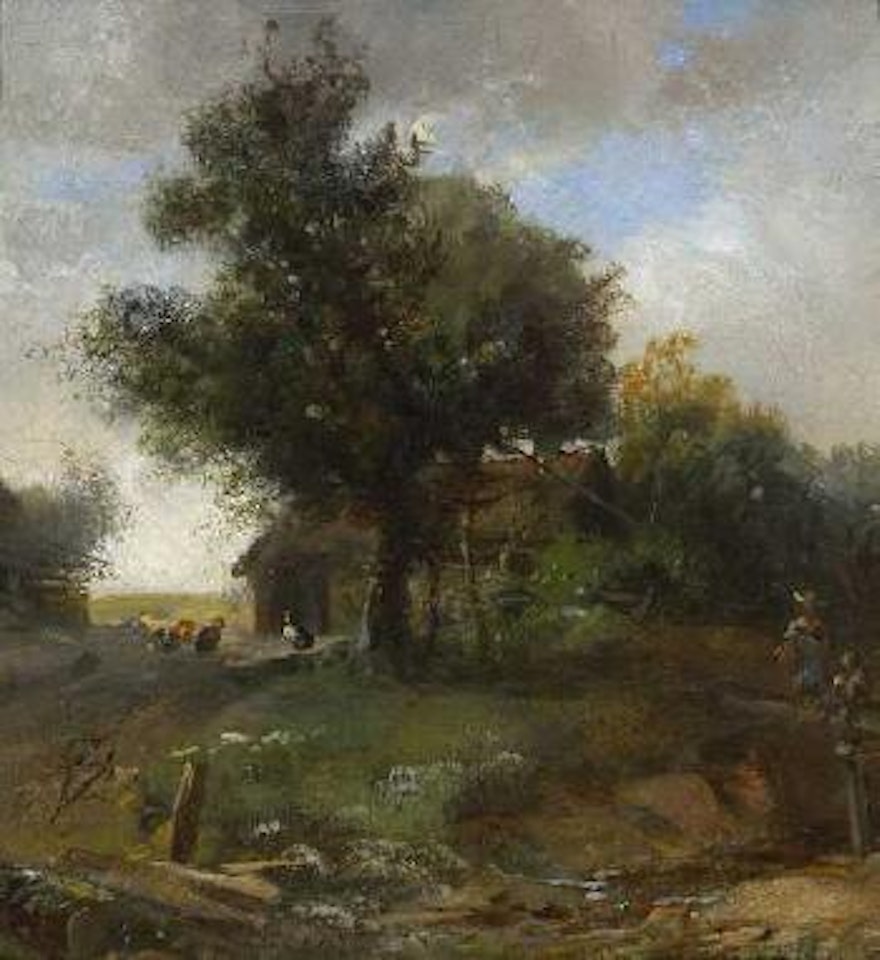 Kleine Landschaft mit Bauernhof by Carl Spitzweg