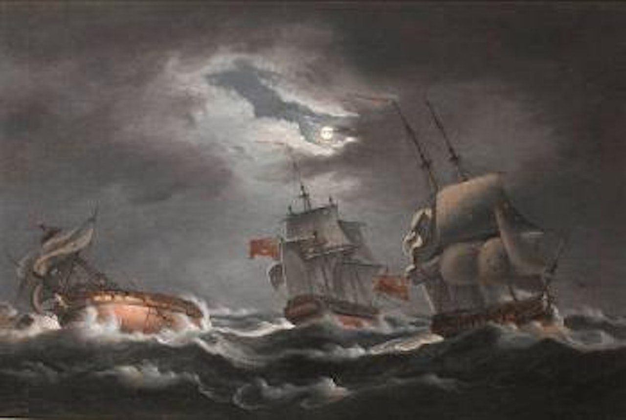An Anglo-French naval engagement during the French revolutionary and Napoleonic Wars by Thomas Luny