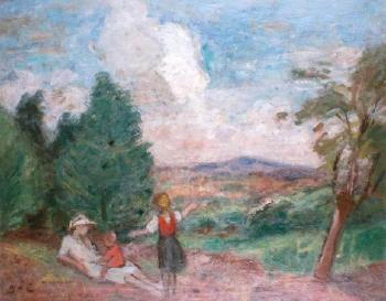 Mère et enfants dans un paysage by Georges d’Espagnat
