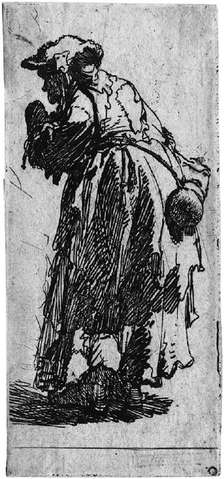 Die Alte mit der Kurbisflasche by Attributed to Rembrandt Harmensz van Rijn