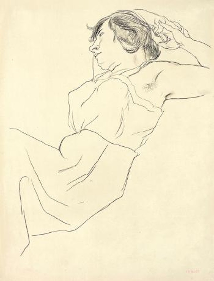 Sitzende, sich zurucklehnende weibliche Figur by George Grosz