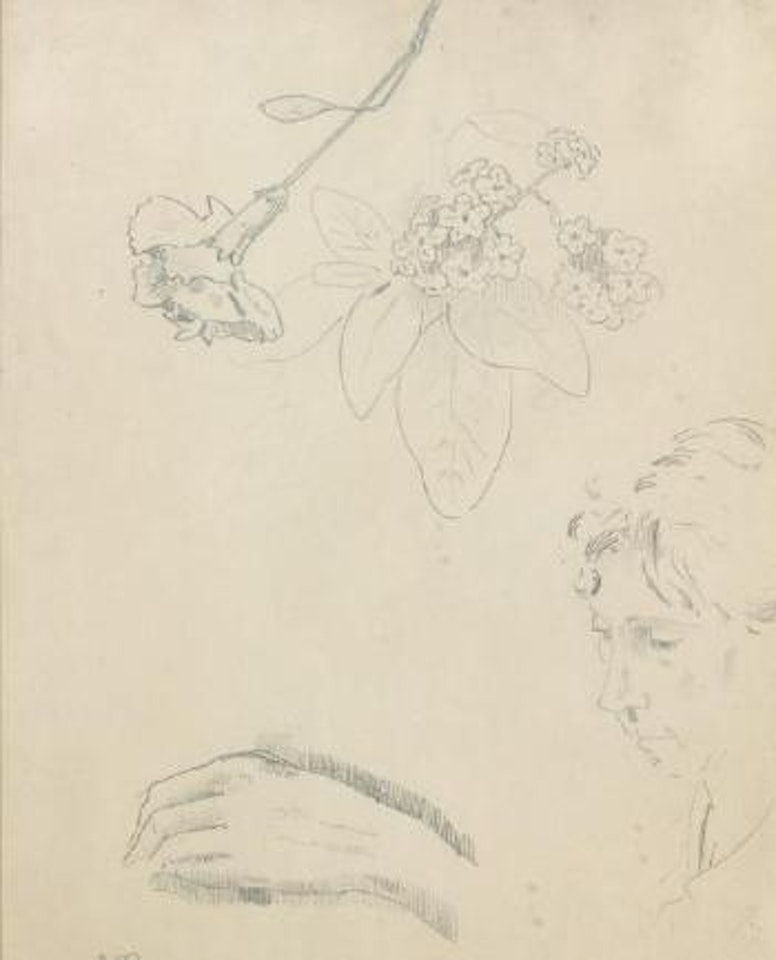 Feuille d'études avec le portrait de Camille by Odilon Redon