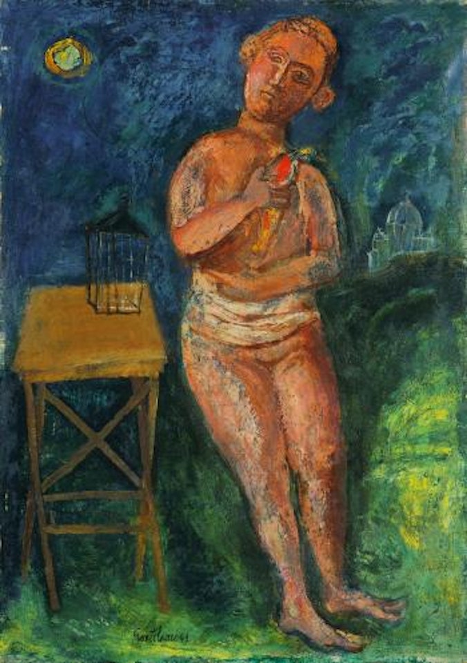 Donna con uccello (Frau mit Vogel) by Franco Gentilini