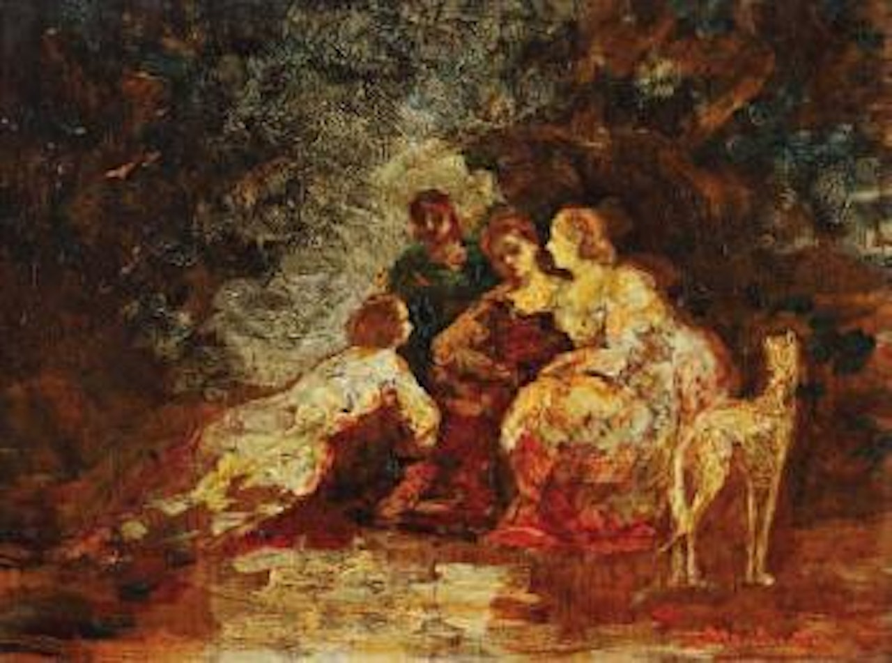 Reunion dans un parc by Adolphe Monticelli