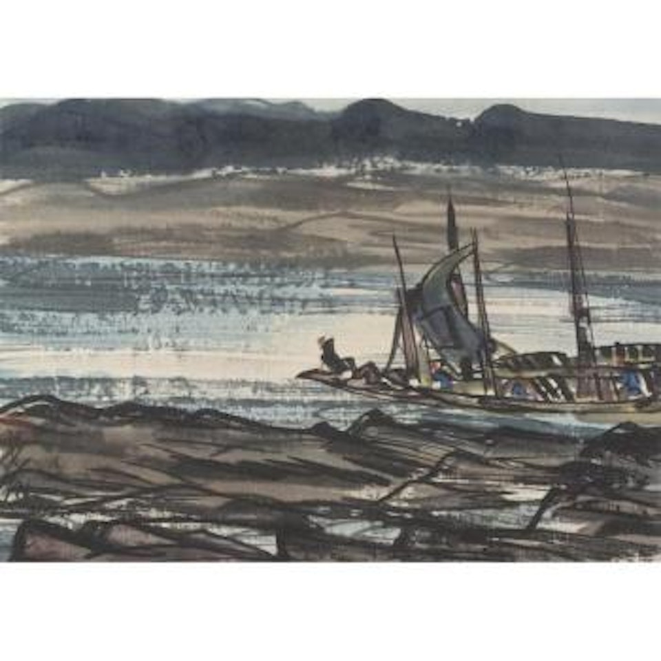 Boats In An Estuary by Lin Fengmian