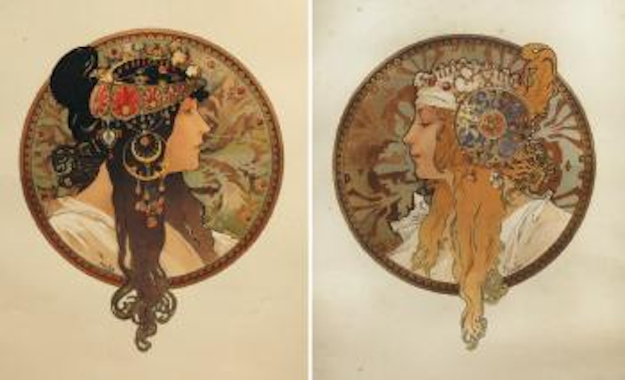 Tetes Byzantines 'Brunette-Blonde' by Alphonse Mucha