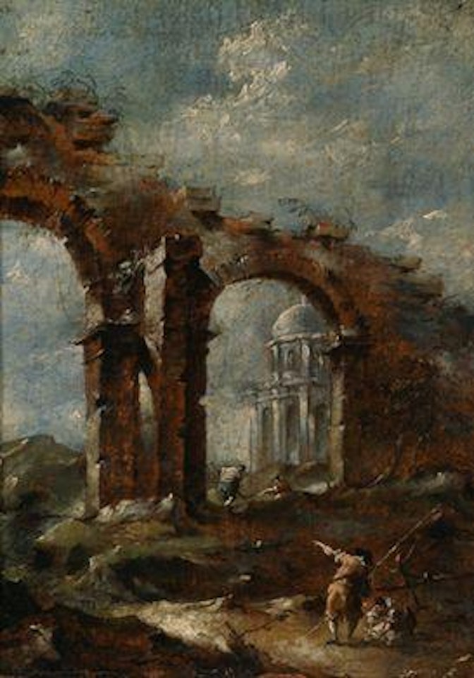 Architectural capriccio with figures by Francesco Guardi